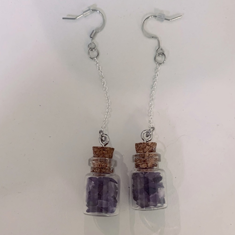 Amethyst jar earrings